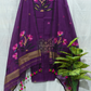 Muslin  Jamdani 2 Piece Set Kurti & Dupatta with Dark Purple - 159