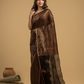 Matka Silk Jamdani Saree With Dark Brown and Black - 029