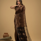 Matka Silk Jamdani Saree With Dark Brown and Black - 029