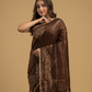 Matka Silk Jamdani Saree With Dark Brown and Black - 029