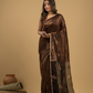 Matka Silk Jamdani Saree With Dark Brown and Black - 029