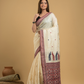 Tussar Silk  Silk Jamdani Saree With Cream White - 030