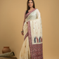 Tussar Silk  Silk Jamdani Saree With Cream White - 030