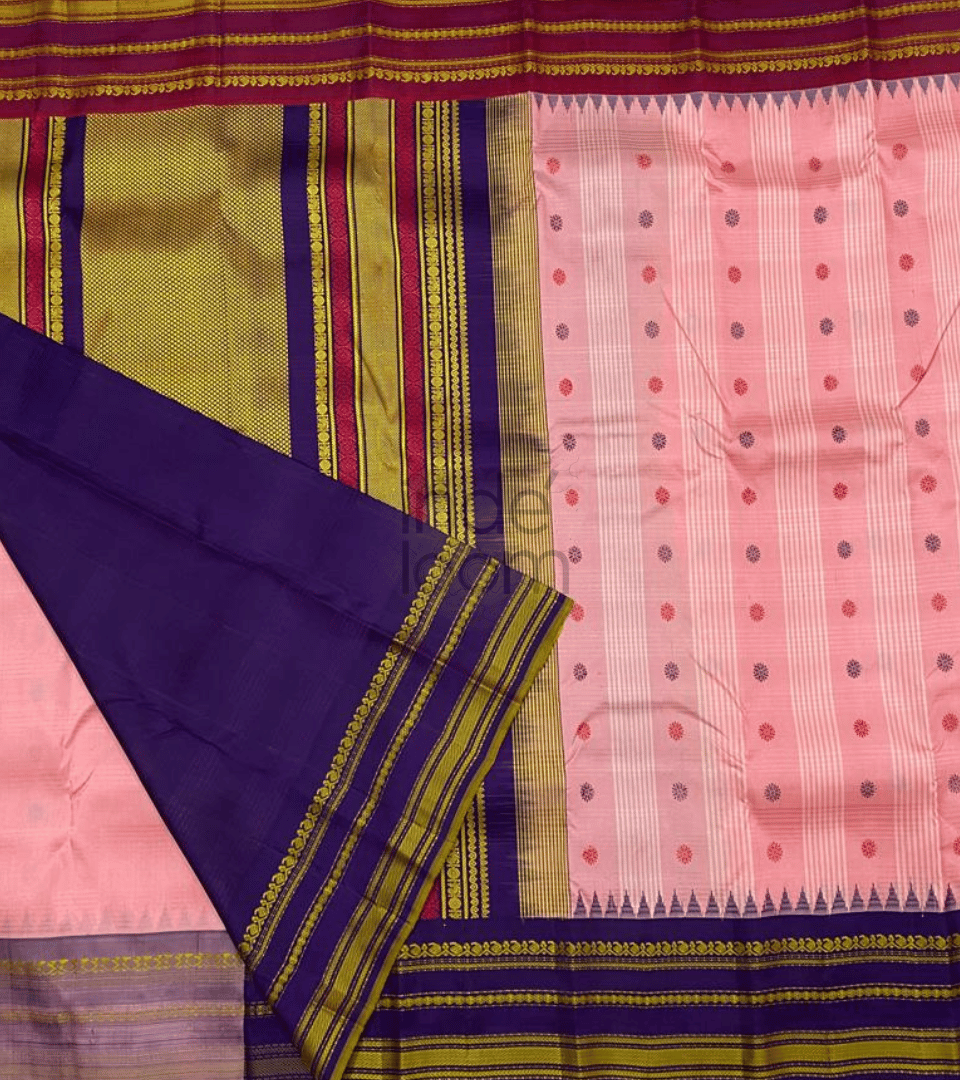 Rose Pink - Purple Design Gadwal Saree- 065