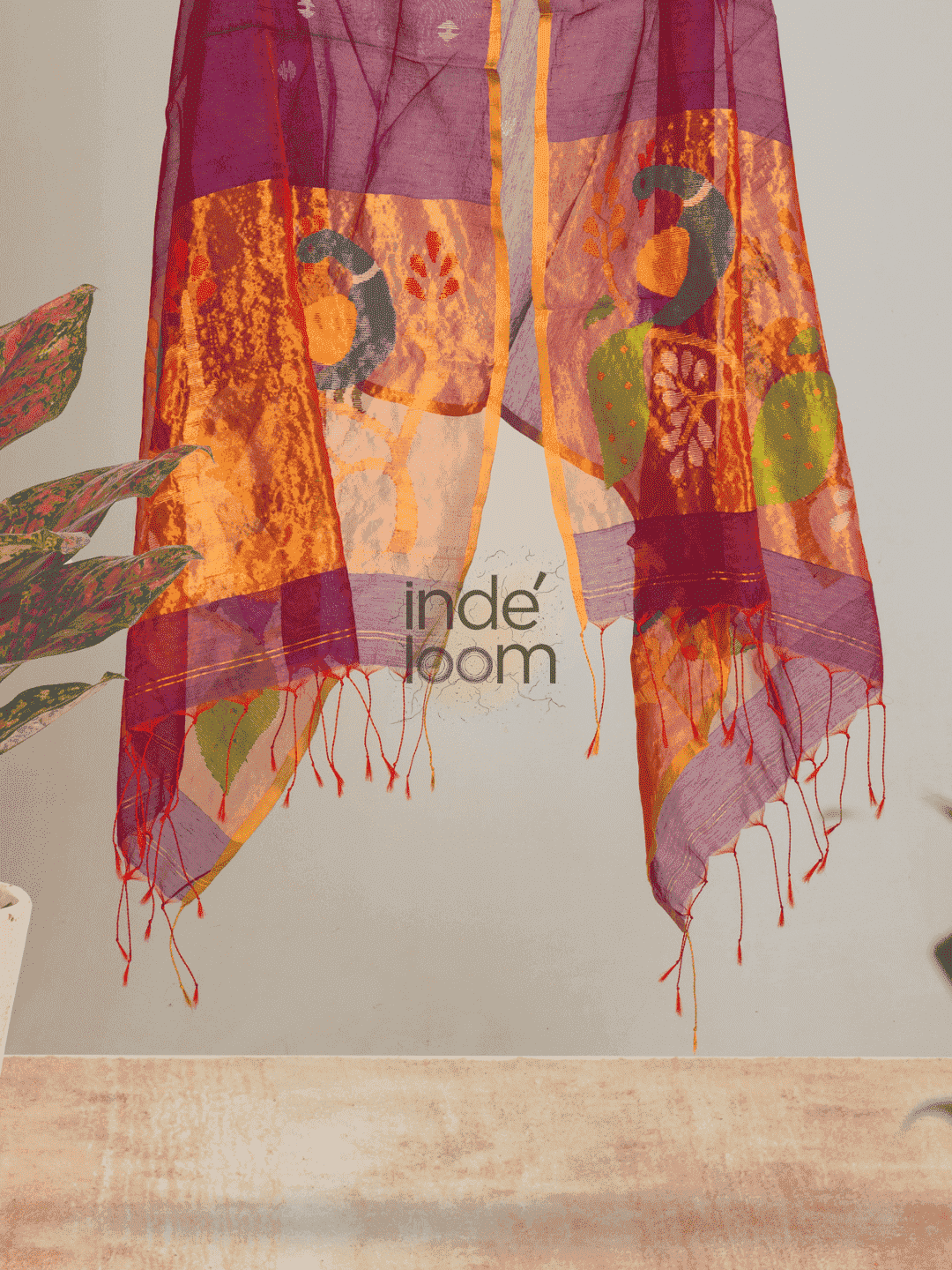 Maroon Paithani Jamdani Dupatta -009 - indeloom