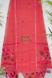 Cotton Jamdani 2 Piece Set Kurti & Dupatta with Coral Pink -366