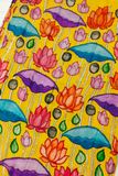 Sunshine Yellow Design  Hand painted Pen Kalamkari Fabric -018