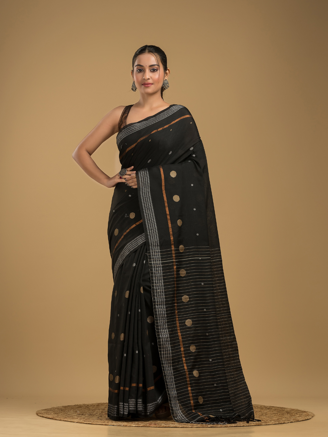 Ink Black Jamdani Saree - 037