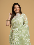 Light Green Cotton Silk Jamdani Saree - 032