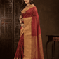 Cherry Red Cotton Silk Saree - 017