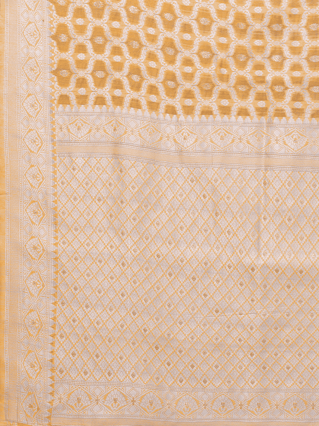 Chanderi Silk Floral Saree In Corn Yellow (Precision Looms) - 005