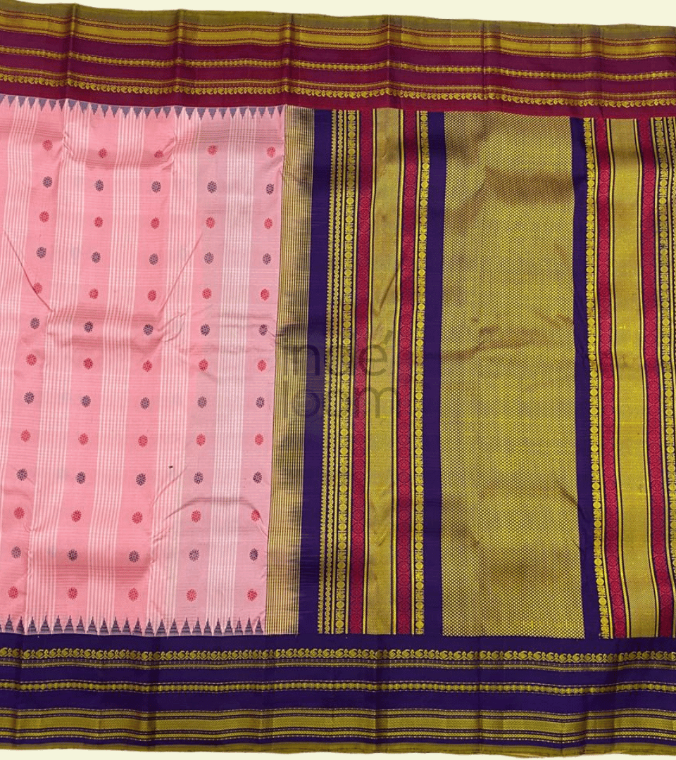 Rose Pink - Purple Design Gadwal Saree- 065