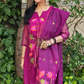 Muslin Jamdani 2-Piece Set Kurti & Dupatta (UNSTITCHED) - Purple - 079