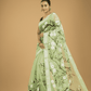 Kota Doria Handpainted  Saree With Mint Green - 001