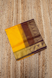 Golden Yellow with Olive green border and  Brown pallu Korvai Saree -145