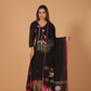 Muslin Jamdani 2-Piece Set Kurti & Dupatta (UNSTITCHED) - Rich Black - 080