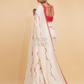 Durga Puja Saree Handloom Cotton in Red White- 001