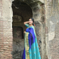 Korvai Saree Royal Blue Cyan Blue Golden Border - 122