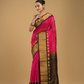 Korvai Saree Lakshadeepam Hot Pink with Black Border - 114