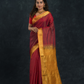 Korvai Saree With Chilli Red and Golden Yellow Border- 023