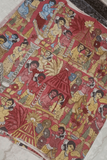 Blush Red Design Hand painted Pen Kalamkari Fabric  -001