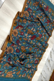 Space Blue Design Tussar Silk Kalamkari Dupatta -017