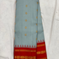 Stone Blue and Red Border Gadwal Silk Saree- 052