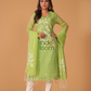 Muslin Jamdani 2-Piece Set Kurti & Dupatta (UNSTITCHED) - Leaf Green - 075