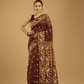 Dark Brown Soft Silk Jamdani Saree - 003