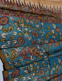 Pen Kalamkari Tussar Silk Dupatta in Classic Blue -015