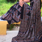 Ajrakh Exclusive Designer Modal Silk in Black, Blue and Maroon with Intricate Pattern - 032