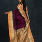 Korvai Saree with Temple border Blood Red with Beige and Golden Orange Border - 119