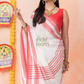 Durga Puja Saree  with Red Lines and Red border.-033