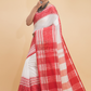 Dewali Saree Hnadloom Cotton in Red and White-004