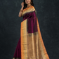 Korvai Saree with Temple border Blood Red with Beige and Golden Orange Border - 119