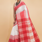 Dewali Saree Hnadloom Cotton in Red and White-004