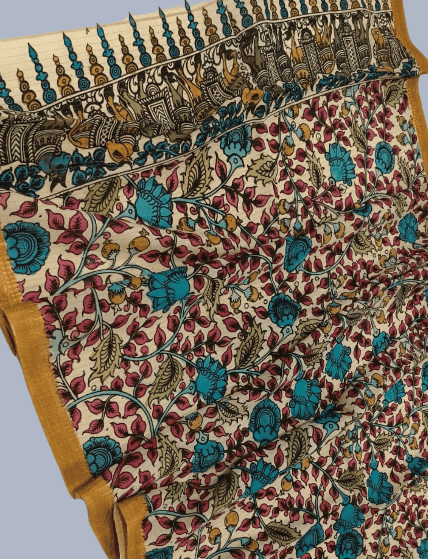 Bangalore Silk Pen kalamkari dupatta -046