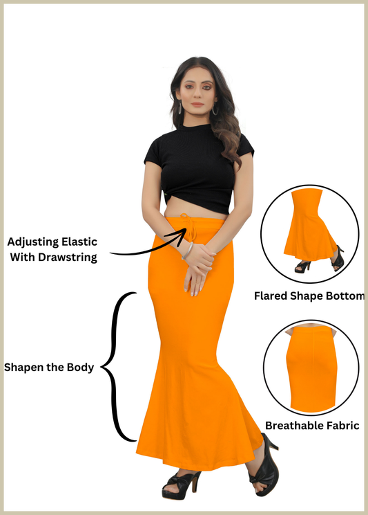 Saree Shapewear Fish Cut Style In Neon Orange Color - 005