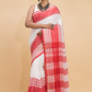 Dewali Saree Hnadloom Cotton in Red and White-004