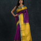 Korvai Saree with Temple border Royal Purple and Blue yellow Border - 162