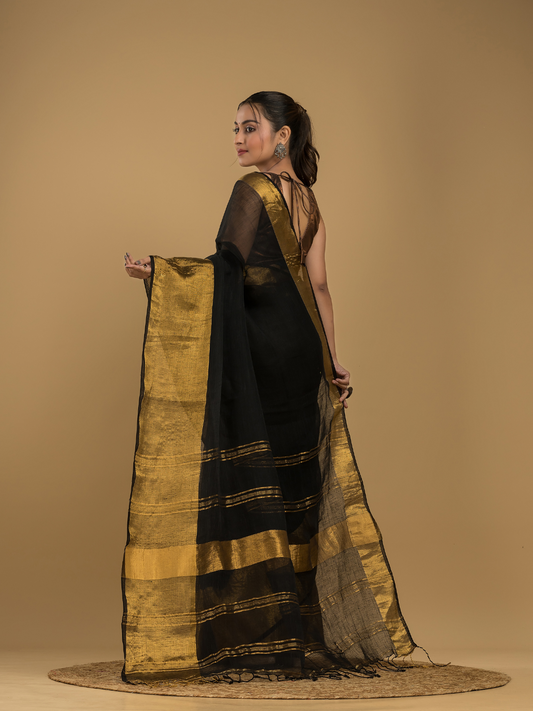 True Black Jamdani Saree - 039