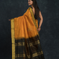 Korvai Saree Checks with small buttas Golden Yellow with Black Border - 139