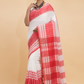 Dewali Saree Hnadloom Cotton in Red and White-004