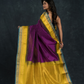 Korvai Saree with Temple border Royal Purple and Blue yellow Border - 162