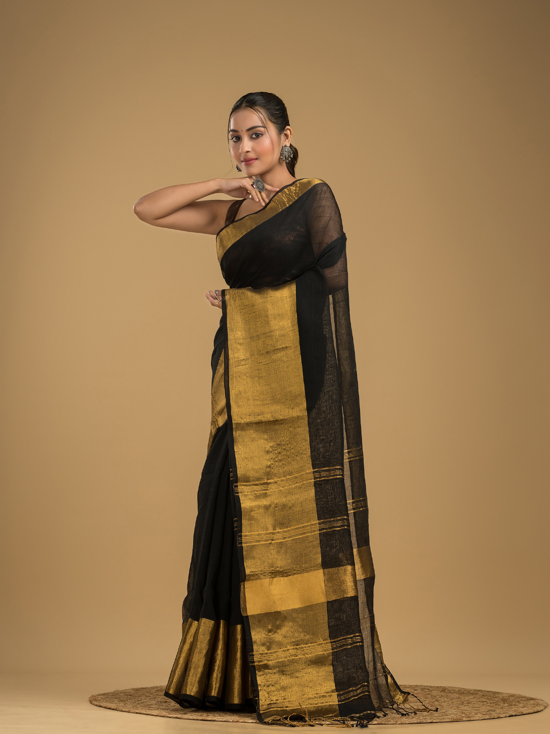 True Black Jamdani Saree - 039