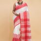 Dewali Saree Hnadloom Cotton in Red and White-004