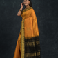 Korvai Saree Checks with small buttas Golden Yellow with Black Border - 139