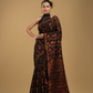 Ink Black Linen X Silk  Jamdani Saree  - 005