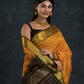 Korvai Saree Checks with small buttas Golden Yellow with Black Border - 139