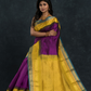 Korvai Saree with Temple border Royal Purple and Blue yellow Border - 162